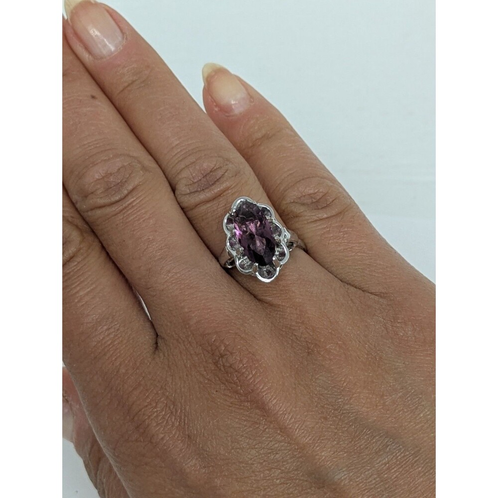 Vintage  Purple Stone Sterling Silver Ring Size 5 Adjustable (Up to 7)